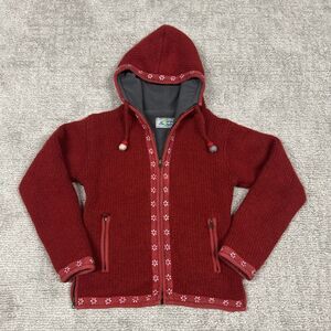 Laundromat Wool Heavy Sweater Jacket Womens Small Zip Fleece Lined Winter Red